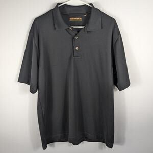 Cubavera Polo Shirt Mens L Gray Short Sleeve Textured Knit Casual Golf Style Top